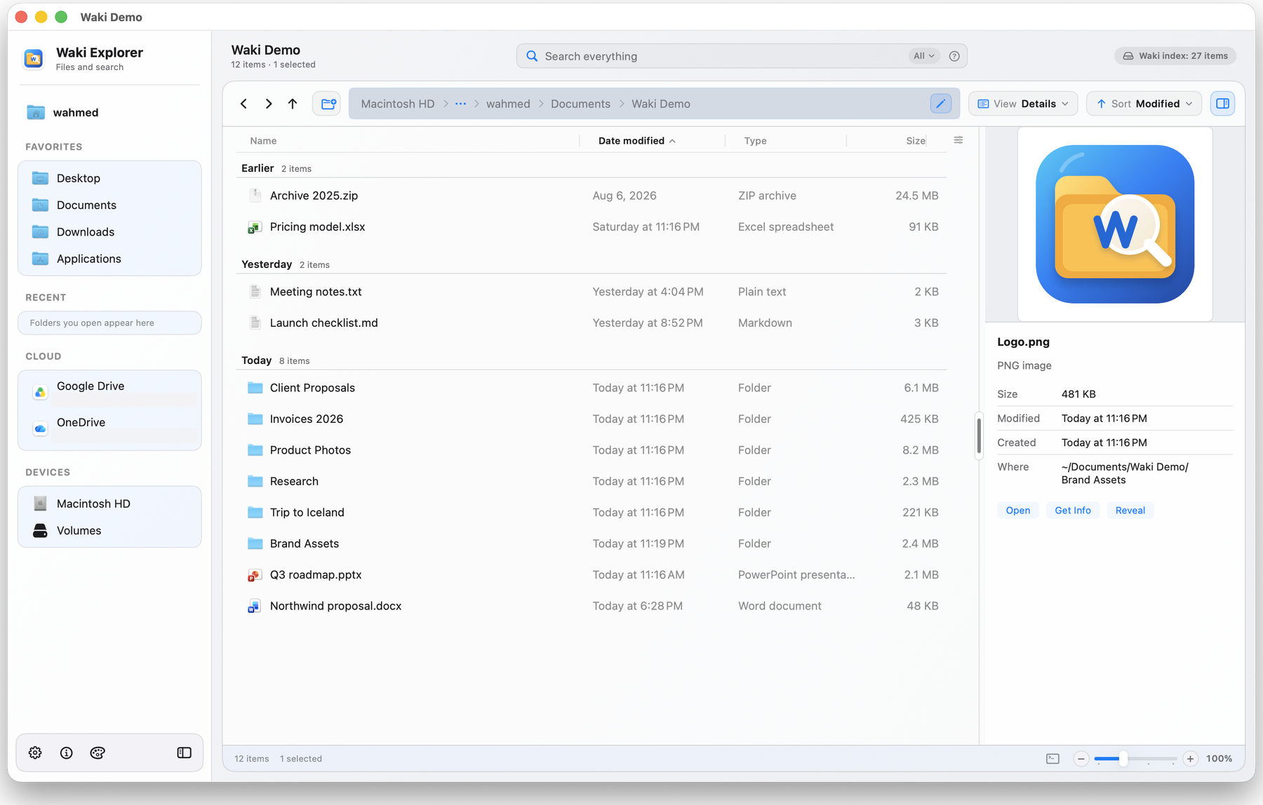 Waki Explorer file browser with a file preview
