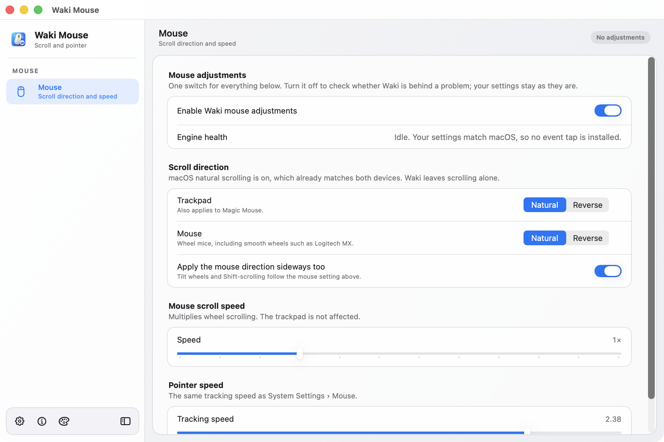 Waki Mouse · One switch, then direction and speed per device